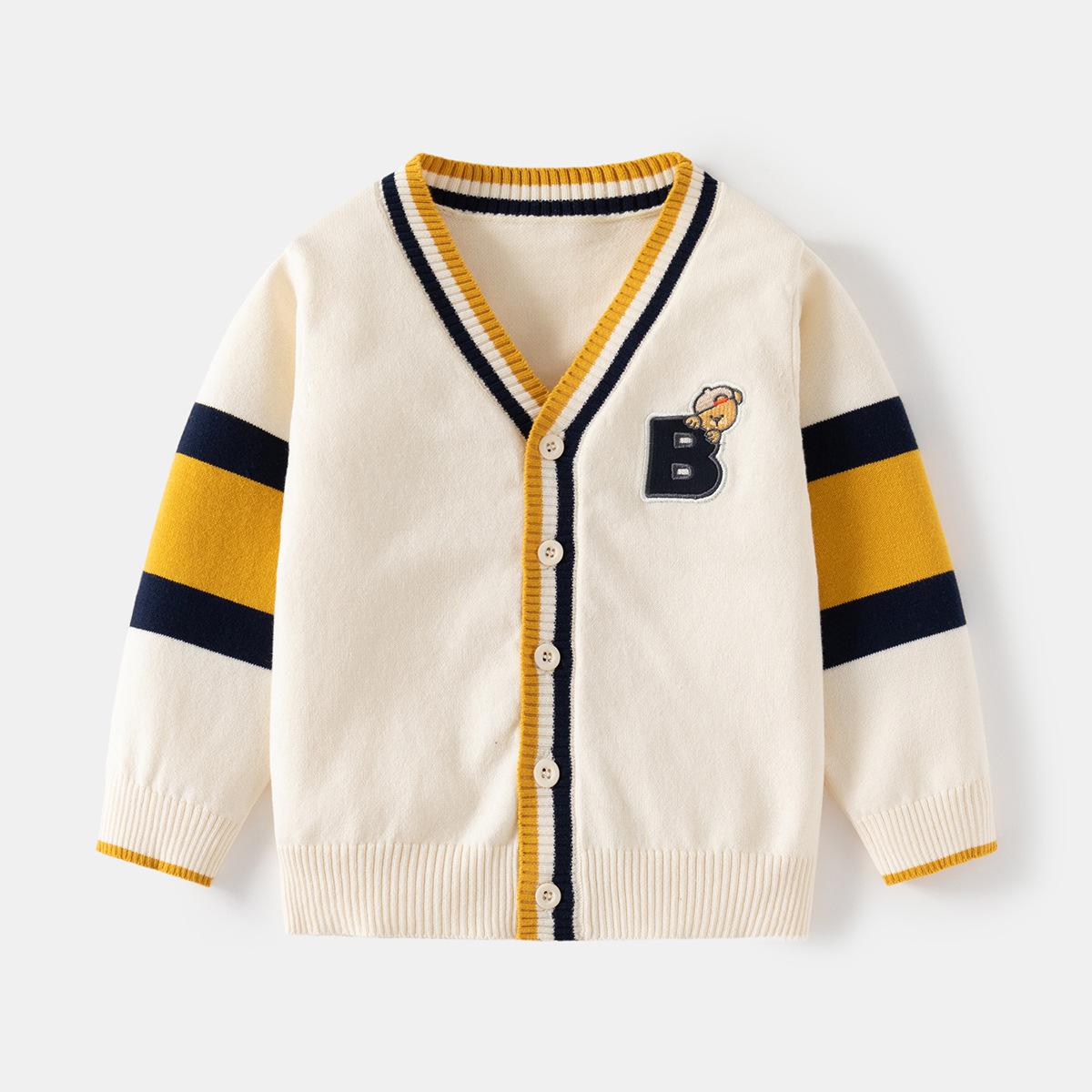 

Детские свитера, осенние новые шерстяные кардиганы для мальчиков, детское корейское детское пальто с v-образным вырезом и вышивкой 130cm