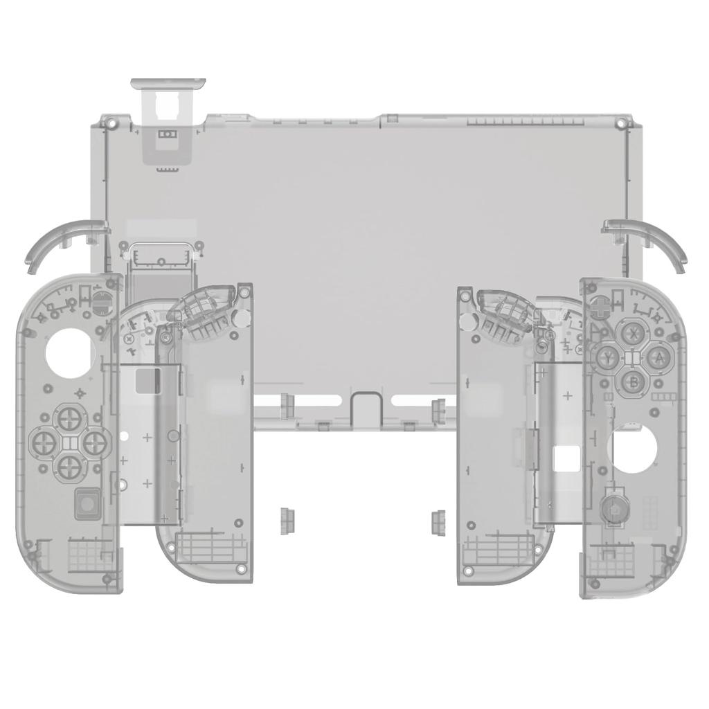 Anpassat DIY ersättningsskal för eXtremeRate bakplatta för Switch-konsol tillverkad av genomskinligt hållargrepp kontrollerhölje för komplett knappset
