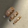 V Gold High Version Gypsy Star 3-row Diamond Ring Narrow Wide Version Women's Plated 18k Rose Gold Couple Ring