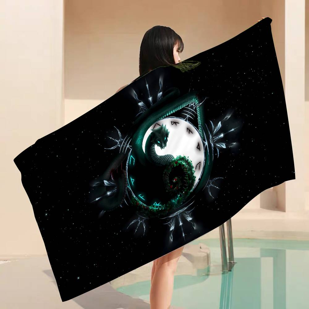 Chinese Tai Chi Bagua Yin Yang Microfiber Blanket Drying Beach Towels Oversized Printing Super Absorbent Pool Towel Blanket