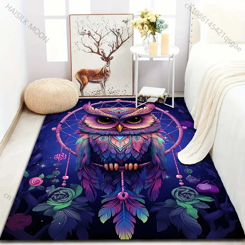 Owl Dream Catcher Creative Print Carpet for Living Room Bedroom Bedside Sofa Table Floor Mat Home Area Rug Decoration