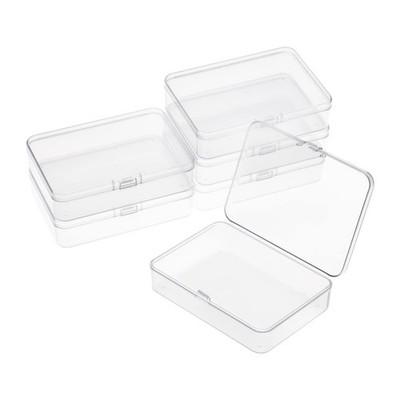 6 Packs Rectangle Small Clear Plastic Storage Containers Case Hinged Lid...