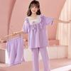 Girls Cotton Pajama Set Short Sleeve Princess Style Sleepwear Kids 8 Years Lightweight Home Wear