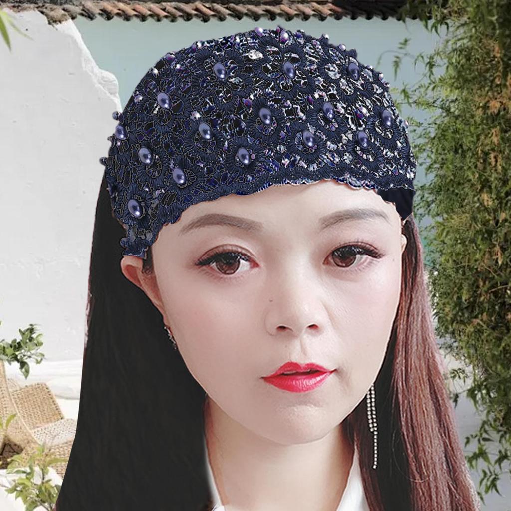 Fashionable Wide Lace Headband Anti-Slip Design Stylish Wide Embroidered Border Women's Knitted Hair Accessories Elegant Style