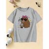 Girls' Stylish Hoodie with Capybara Printed T Shirts Kids Children's T-shirt Boys Girls Summer Spring Casual Top Tee