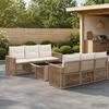 Garden Sofa Set 7 Pieces Beige and Cream White Poly Rattan