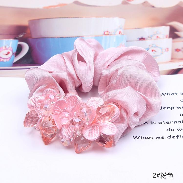 Korean Elegant Flower Scrunchies Women Girls Elastic Hair Rubber Bands Accessories Tie Hair Ring Rope Ponytail Holder Headdress
