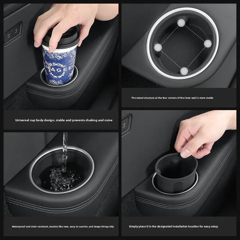 For Tesla Model YL 2025 Car Silicone Three Drain Cup Cover Beverage Holder Storage Slot Modification Car Sticker