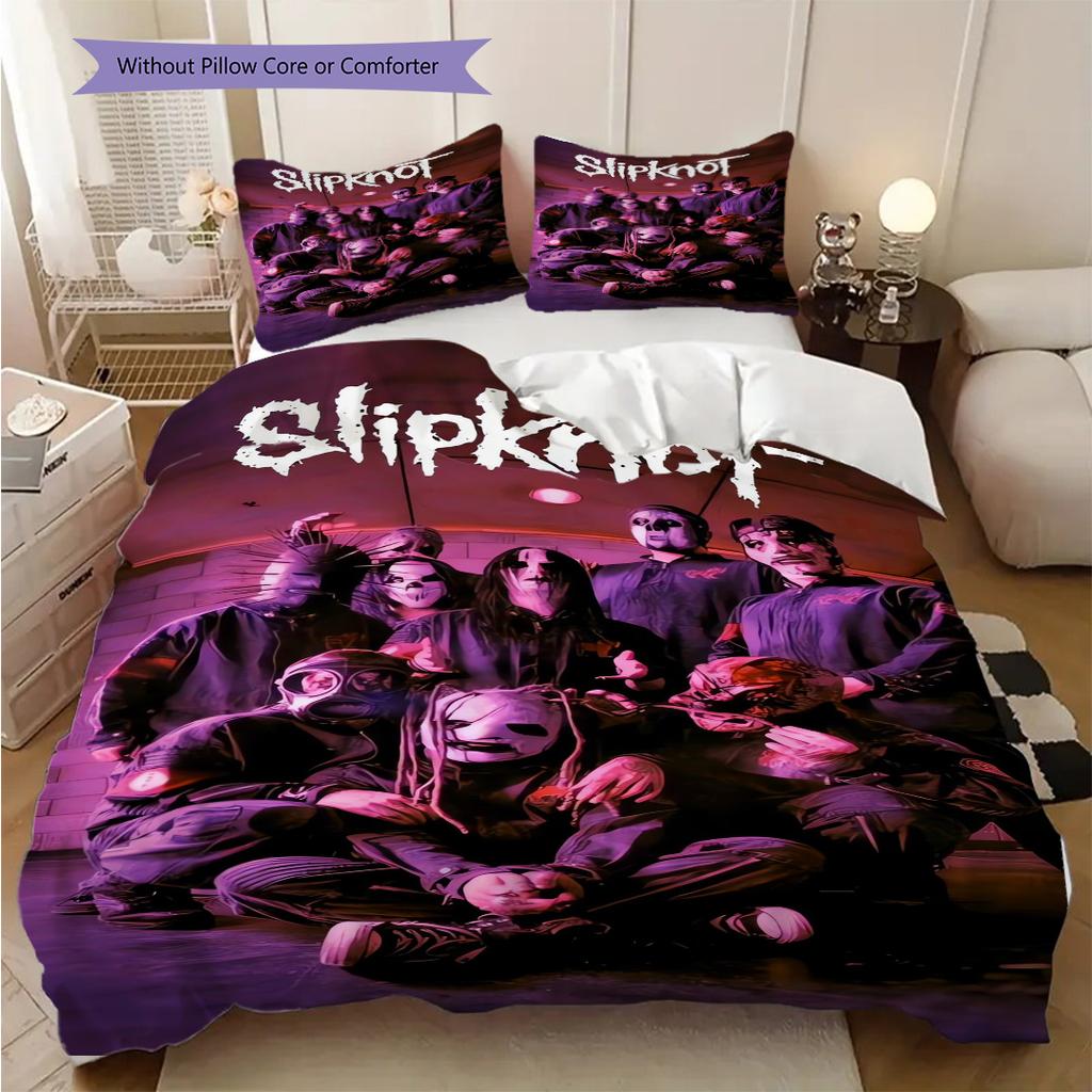 Slipknot Dark Metal Artistry Bedding (1 * duvet cover + 2 * pillowcase, without core) 2D Flat Duvet cover and pillowcase Christmas birthday gift