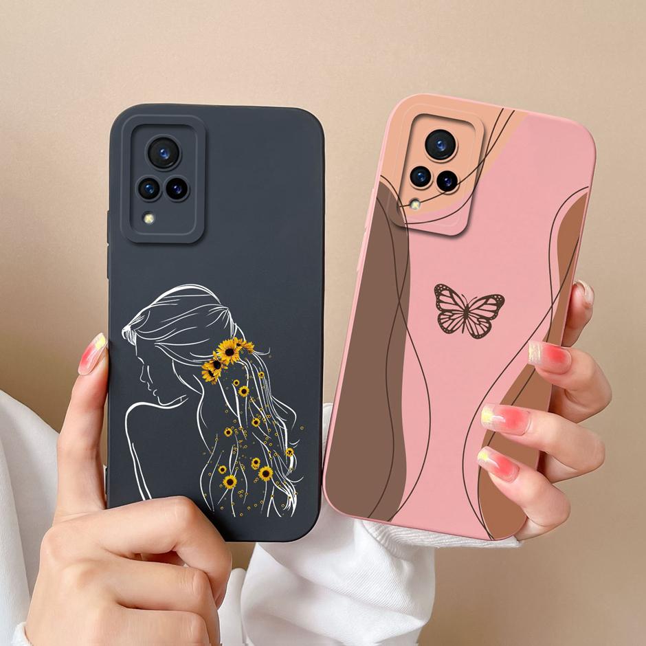 Phone Case For VIVO V21 4G 5G Cute Sweet Girls Cartoons High-quality Liquid Silicone Coque For VIVO V21 4G 5G New Design Funda