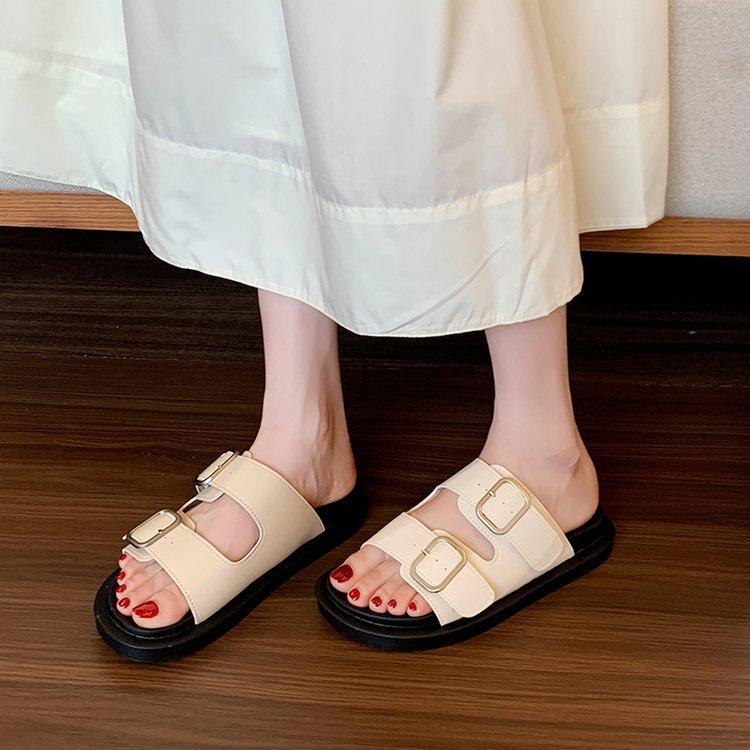 Fashion Beach Shoes Womens Slippers Outdoor Pantofle Slides Platform Low Fashion Sabot 2025 Luxury Rubber Hoof Heels PU Rome Slippers