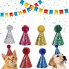 Pet Party Hat Glittering Powder Hat with Adjustable Rope For Dog and Cats 6PCS