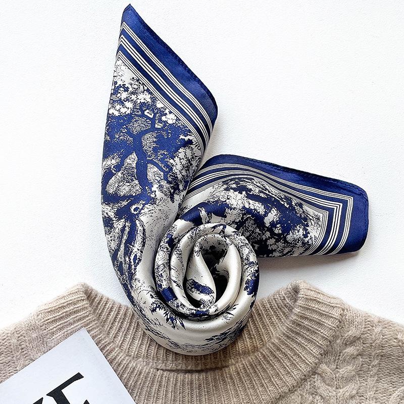 2022 Autumn/Winter Mulberry Silk Mori Style Print Square Scarf - Women's Warm Silk Neck Shawl