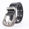 [Lamerry] Studded Belt Western Belt Buckle y2k Belt American Casual PU Leather 105cm Black Men's Women's Black