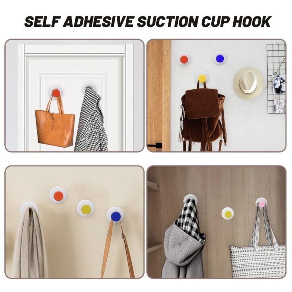 1/2Pcs Punch-Free Suction Cup Hook Wall Mount Reusable Dopamine Adhesive Hooks Heavy Duty Foldable Design Towel Hanger