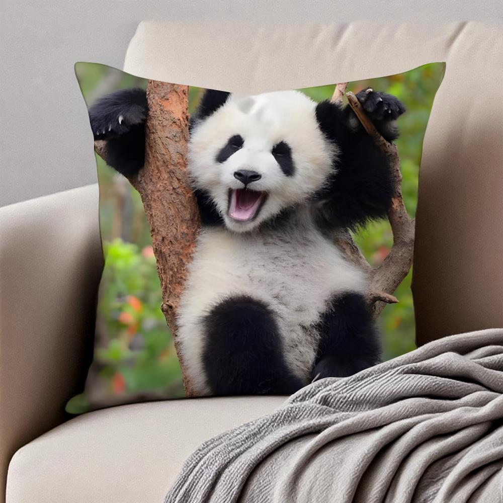cute Panda Cushion Cover Pillowcase Antidustmite Invisible Zipper Short Plush Sofa Cushion