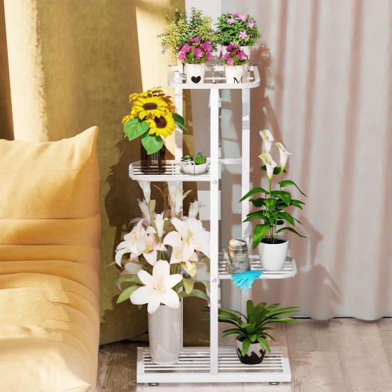 Plant Stand Indoor, Tiered Plant Stand for Indoor Plants, Corner Flower Stand for Living Room, Multi-Layer Metal Frame Plant Shelf (3/4/5/6/7/8 Tiers)