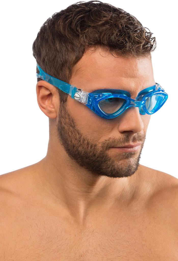 Cressi FOX Swimming Flat UV Scratch and DE202163 Goggles, Unisex, Lens, Protection, Resistant, Shatterproof, Aquamarine, [Authentic]