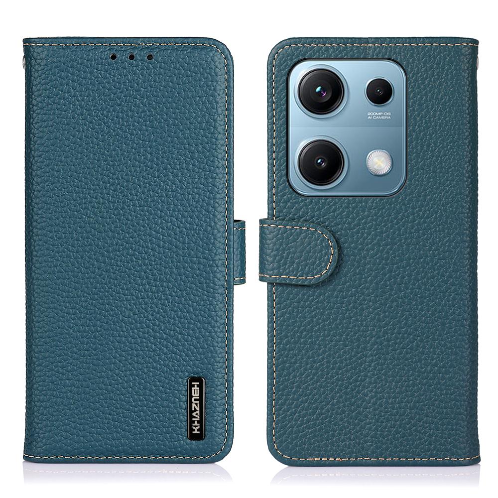 

KHAZNEH Для Xiaomi Redmi Note 14S 4G Чохол Натуральна Коров яча Шкіра Відкидна Кришка для Телефону Green