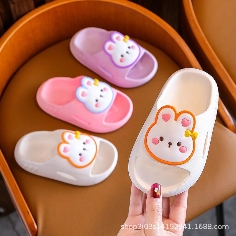 Neue Kinder Cartoon Hasen Sandalen für Mädchen, dicksohlig und weich, geeignet für Kleinkinder und Jungen, Badezimmer Pantoffeln