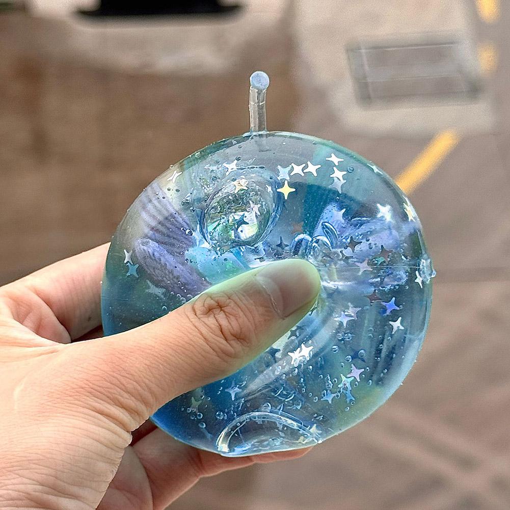 6cm Blaues Ozean Apfel Fidget Spielzeug TPR Sensorische Stressbewältigung Langsam Aufsteigend Glitzernde Muscheln Innen für Handübung Autismus ADHS Geschenk Präsent