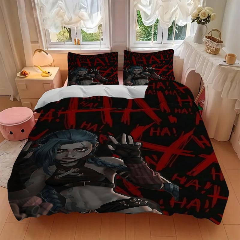 3pcs Jinx Bedding Set-Universal Three-Piece Suit for Bedroom, Guest Room, Living Room, Hotel Decor-Perfect Gift for Fans, Travelers, Daily U