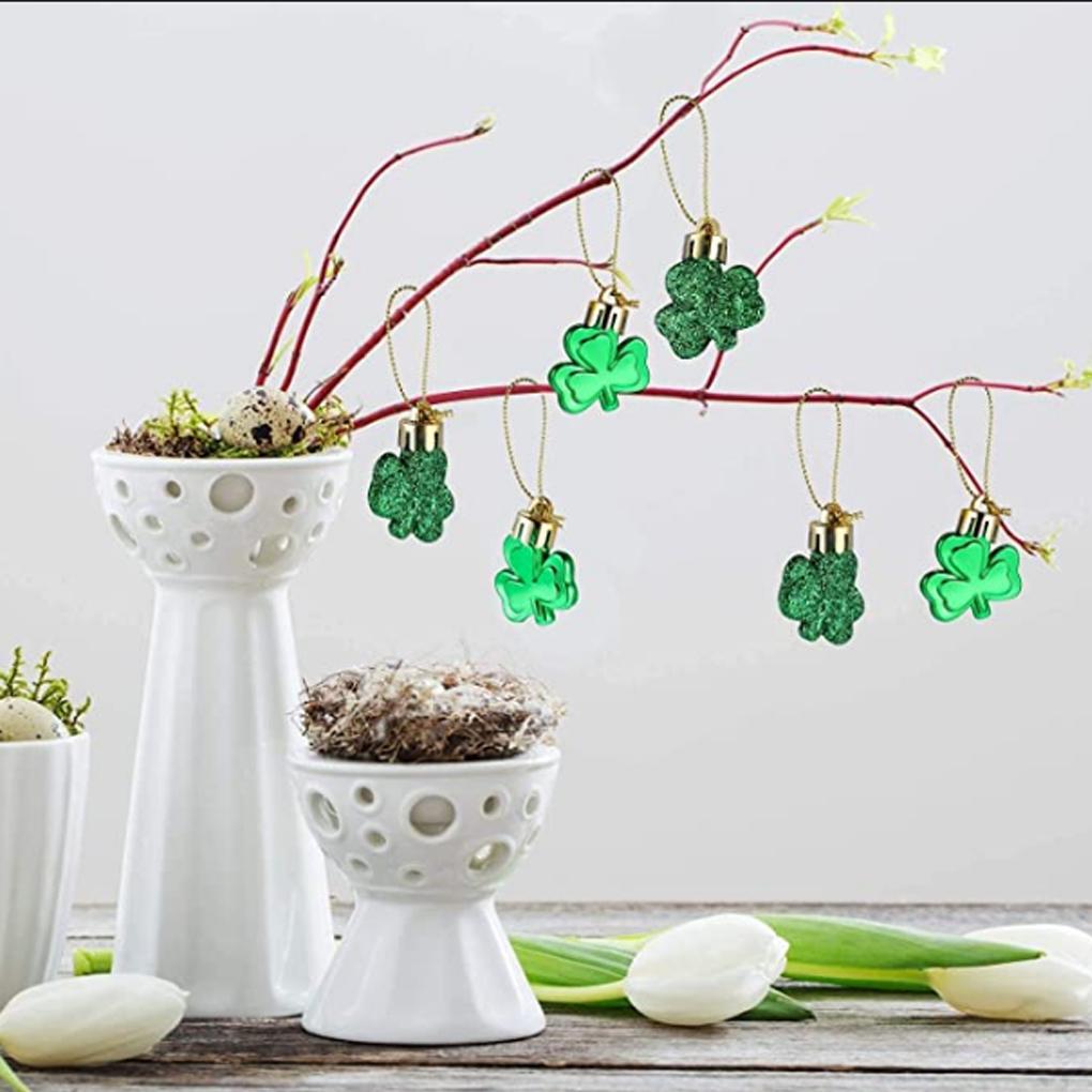 12 Pieces Valentines Day Ornaments for Tree St.Patrick's Day Backyard Garden Shamrock Hanging Bauble Table Festival Pendant