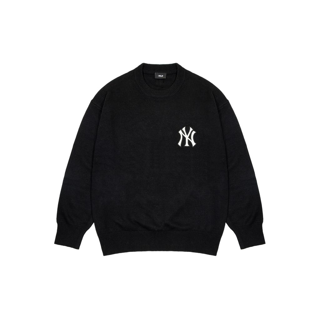 MLB FW22 Large Logo Round Neck Long Sleeve Knit Sweater Unisex Sweater Black 3AKPB0126-50BKS