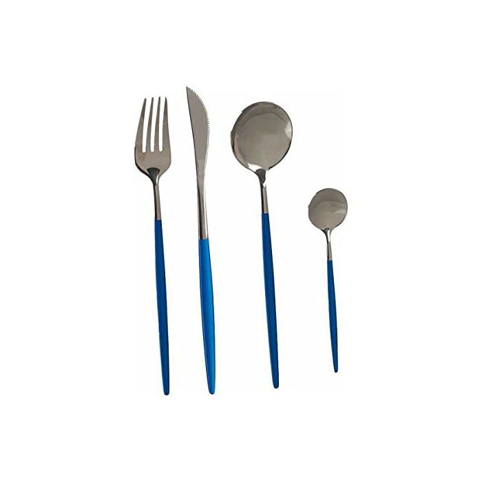 Ensemble de couverts acier inoxydable - Kinvara - 8 pcs - Argenté - Bleu - Polie - Résistant aux taches - Standard