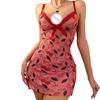 Sexy Pure Desire Erotic Slim Fit Short Dress Deep V Sleeveless Dress Pajamas Lace Patchwork Camisole Dress