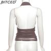 BITCED Spring Women's Solid-Color Slim-Fit Streetwear Fashion Halter Neck Sexy Backless Tank Top