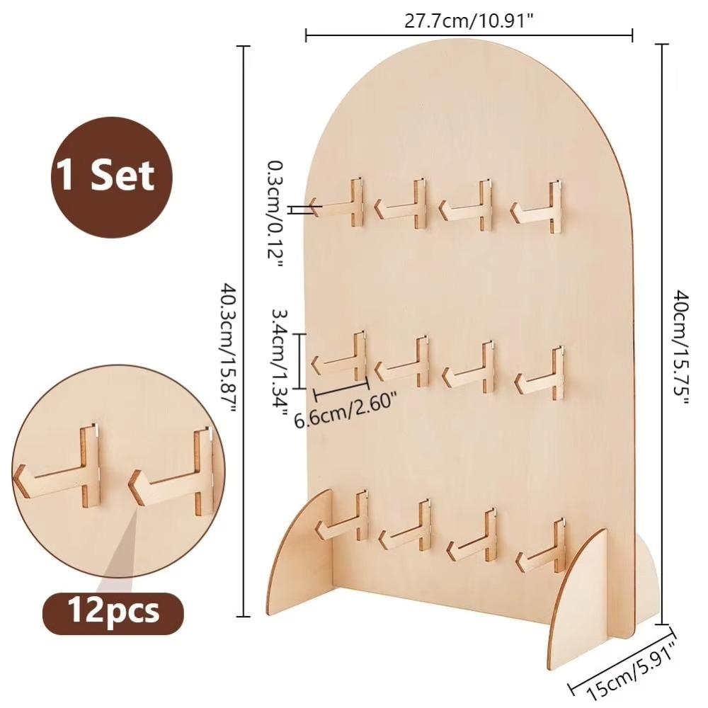 Wooden Jewelry Storage Rack Arch Ring Holder Multifunctional Earring Display Rack  Trade Show