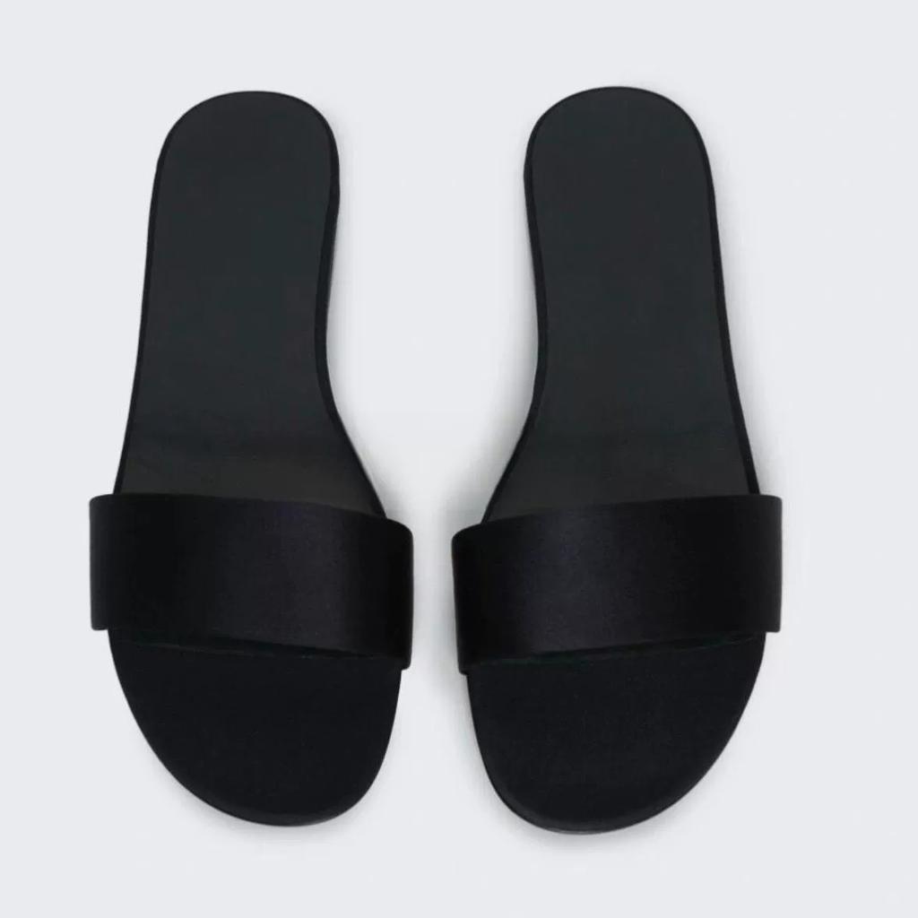 Sheepskin Simple Fashion High Sense Satin Open-toed Flat-bottomed Slippers Women's Wear Summer New Versatile Sandals