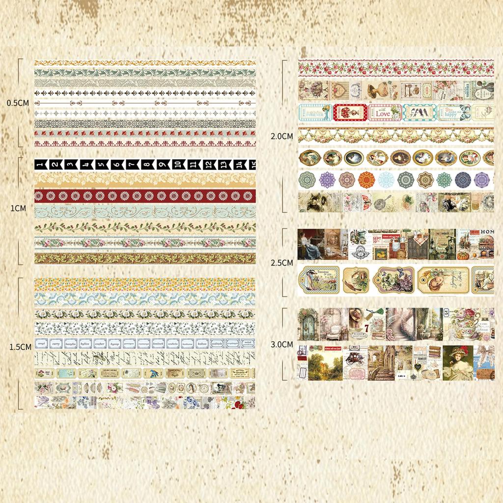 Songdao Retro Art Washi Set Vintage Masking Tape with Classic Art Patterns Perfect for and Gift Wrapping X 2m Each Madame De Pompadour Tape, 36-Roll