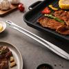 Stainless Korean BBQ Tongs with Long Handle, Large Grilling Tongs for Kitchen Barbecue Steak and Food