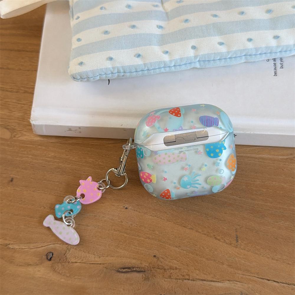Cute underwater world matte mobile phone case for Apple AirPods 1 /1 generation cartoon pendant case PRO1/PRO