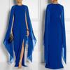 Elegantes Chiffon-Maxikleid für Damen mit hohem Schlitz, ausgestellten Ärmeln, formellem Abendkleid und Umhang