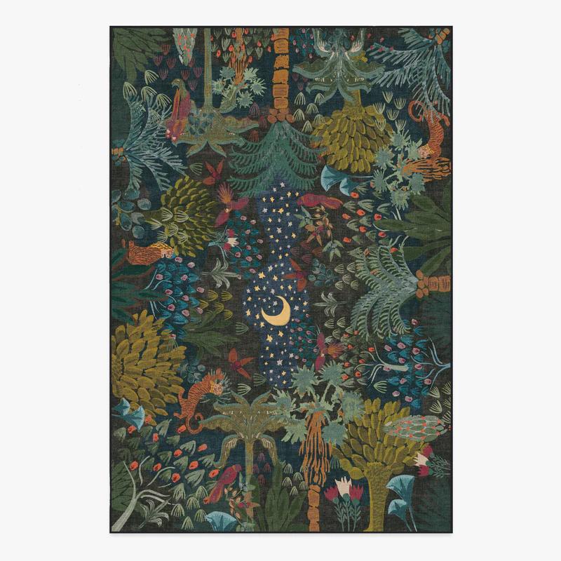 Living Room Carpet Large Size Bedroom Bedside Floor Mat Machine Washable Carpets Spring Flowers Birds Retro Home Decoration Rug