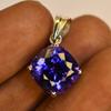 AA+ 925 Sterling Silver Pendant Blue Tanzanite Gemstone 15 Ct Natural Certified
