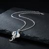 Vnox Men's Blue Stone Elephant Head Pendant O-chain Necklace, Stainless Steel Animal Waterproof Jewelry Longevity Strength Gifts