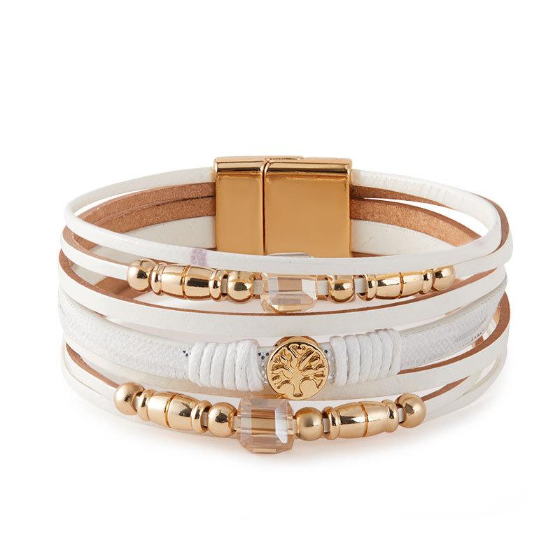 

Кожаный браслет с бусинами для женщин, массивная цепочка, многослойный обруч, широкие браслеты, украшения для вечеринок, аксессуары