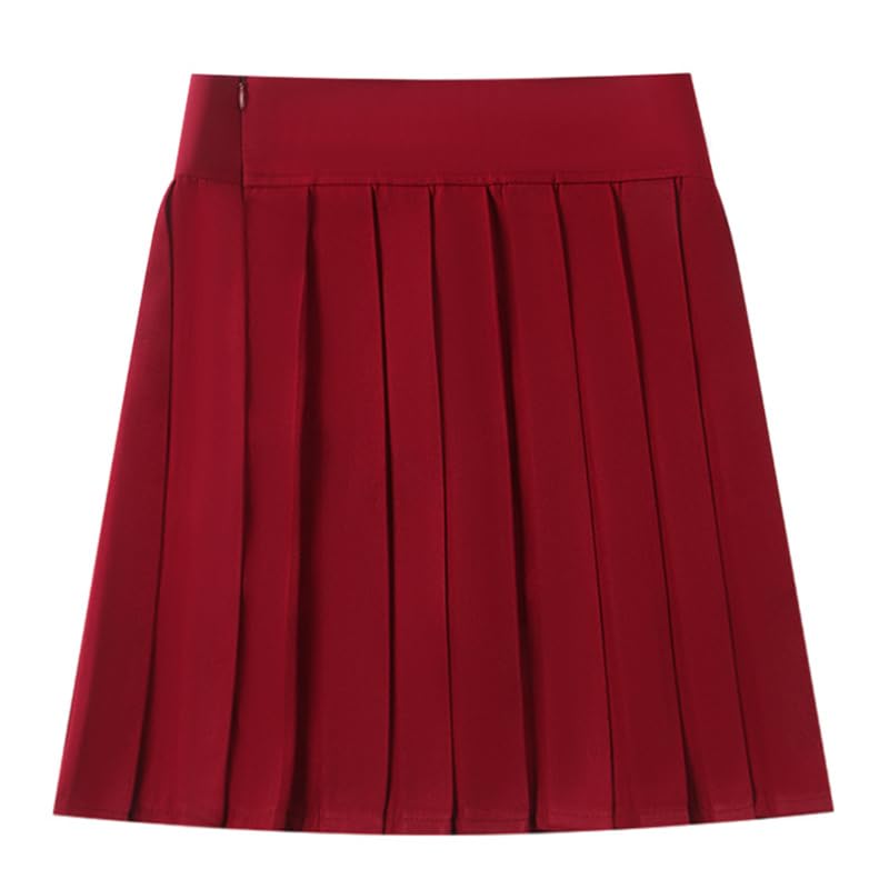 Sharphon Pleated Wine with Elastic 45cm Mini for High School School Amusement REI203 Skirt, Red, Flattering, Pettipants, Waist, Sexy, Length, Lined,