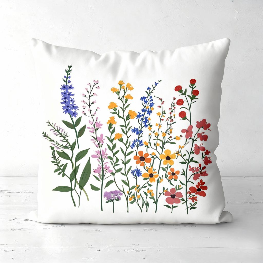 Colorful Floral Printed Square Throw Pillow Cushions Polyester Pillowcase, Sofa Decorative Cushion Cov Headboard Pillow