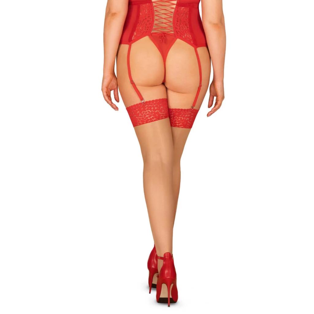 Obsessive - Sexy Stockings With Red Lace Blossmina 6XL/7XL