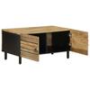  Coffee Table, Black, 80x50x40 Cm, Solid Rough Mango Wood