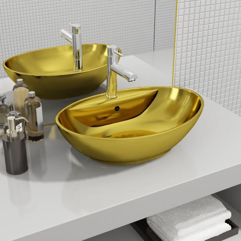 Day and Night - Day and Night Washbasin with Overflow 58.5x39x21 Cm Ceramic Gold