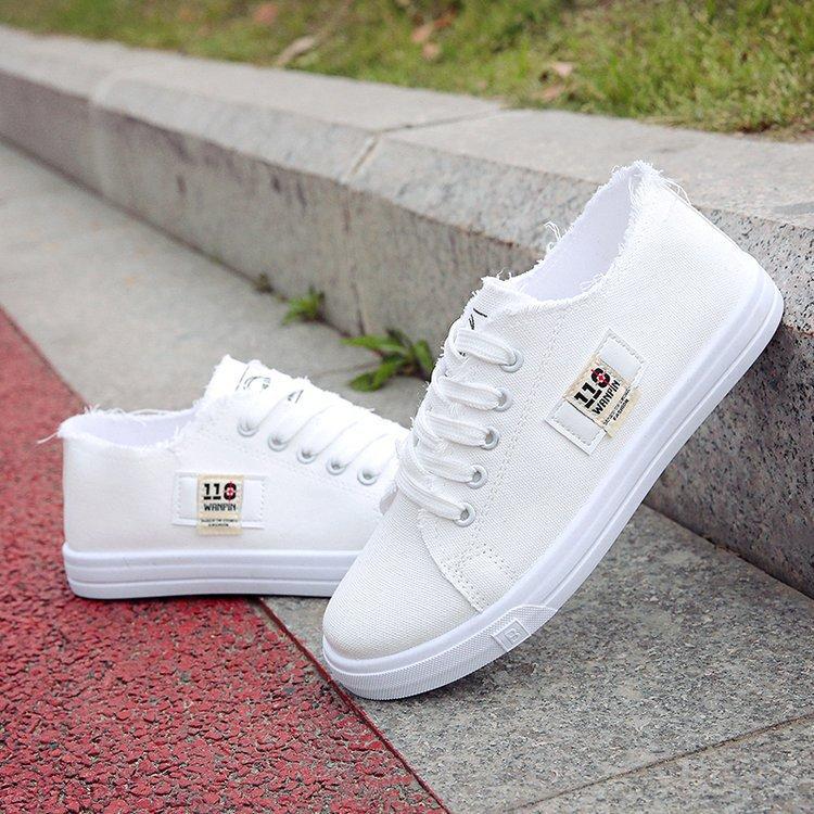 

Fashion student shoes little white shoes women s canvas shoes low-top round head with casual women s shoes 35 белый