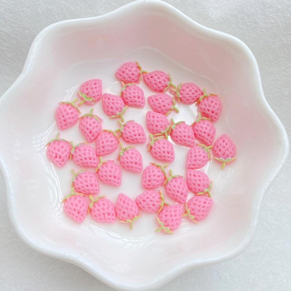 50pcs Resin Cute 3D Mini Strawberry Flat Back Rhinestone Scrapbook DIY Craft For Nail  Decor Jewelry Accessories