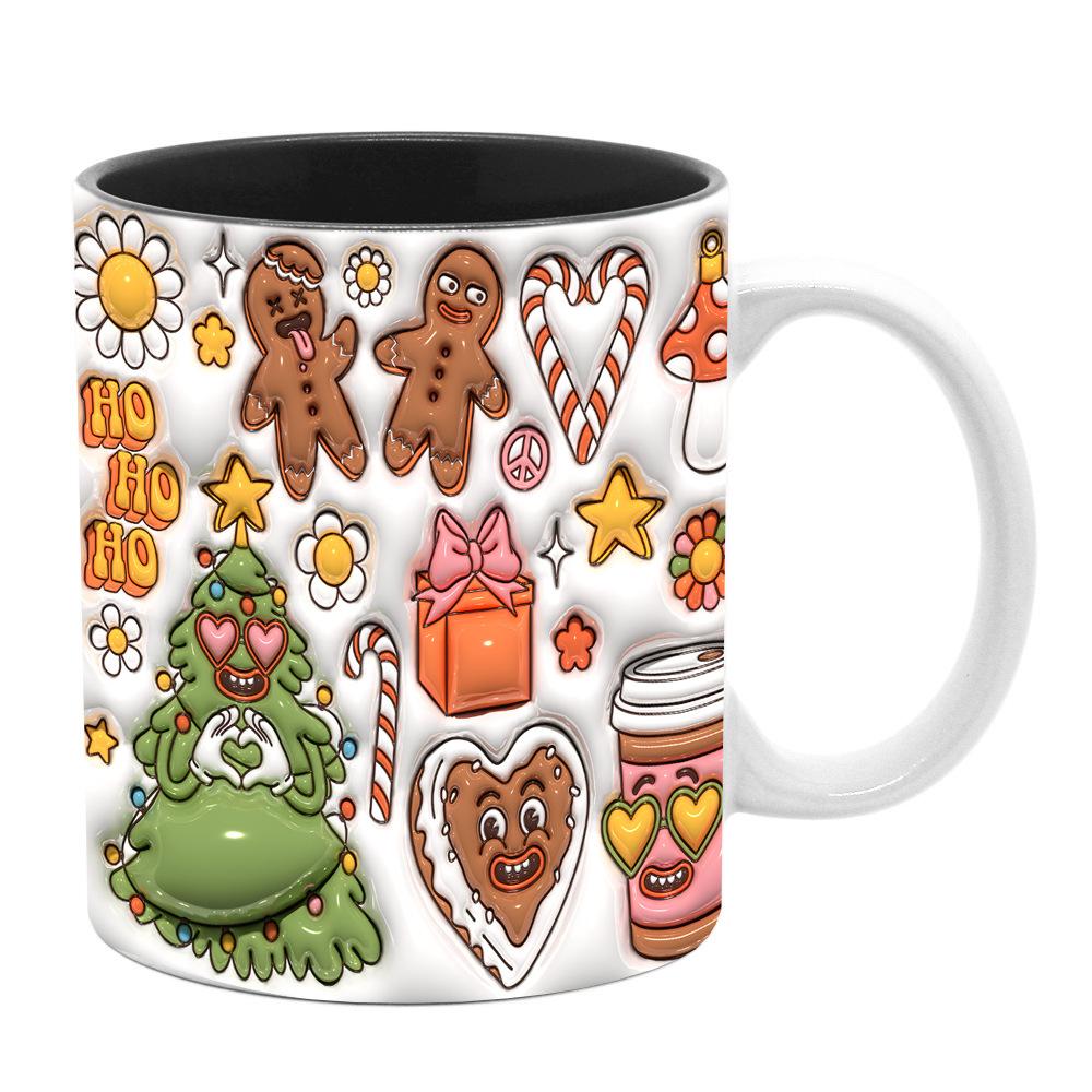 3D Christmas Christmas Ceramic Coffee Mark Mug Tree Santa Snowman Gingerbread Man