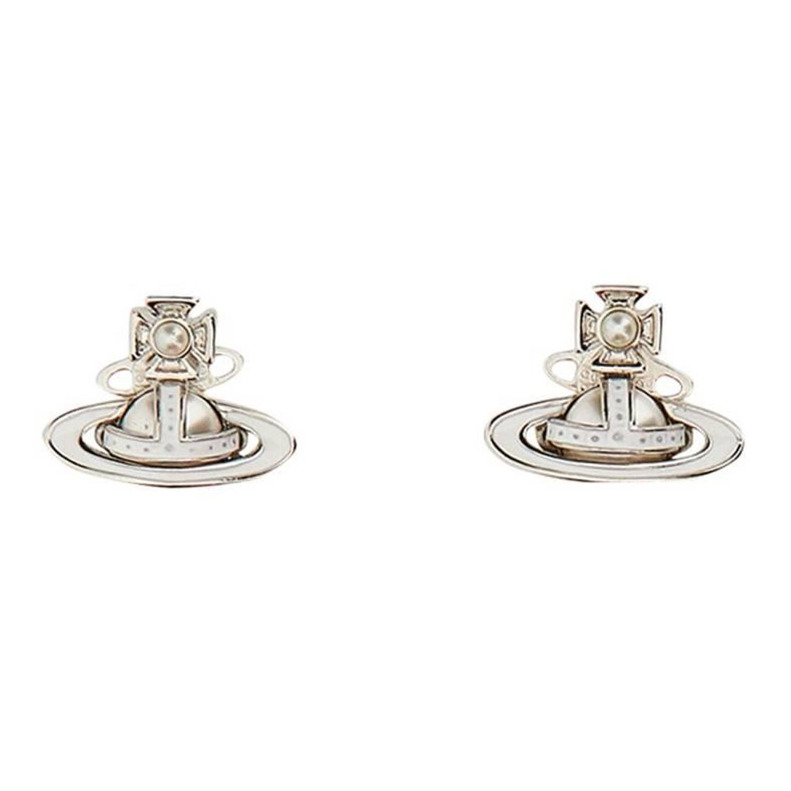 Vivienne Westwood Simonetta White Porcelain Saturn Fashion Elegant Brass Earrings Women earrings 6201026702P113CN Box